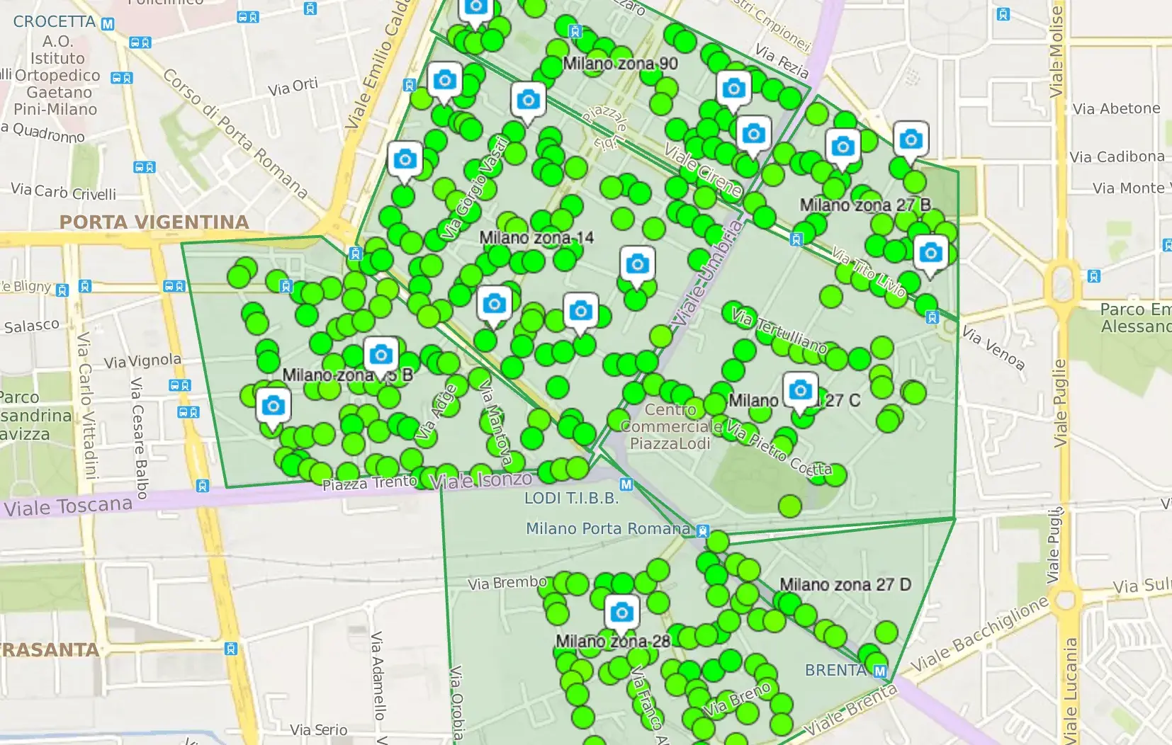 Mappa GPS geolocalizzazione distribuzione volantini – Milano