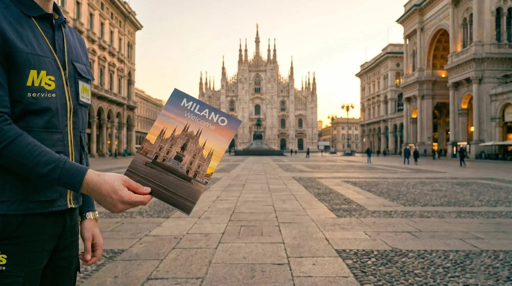 Operatore MS Service distribuisce volantini a Milano con geolocalizzazione GPS certificata